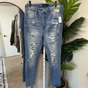✨ Aéropostale Light Wash Distressed Super High Rise Jegging Sz 16R | Plus Size